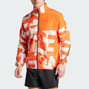 Veste coupe-vent pour homme à imprimé géométrique orange, légère, fermeture éclair, style sportif, col montant, coupe régulière, pour le printemps - Product Image 4