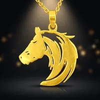 Collier pendentif tête de cheval en argent sterling 925 plaqué or, style bohème, cadeau de mariage pour femmes et hommes