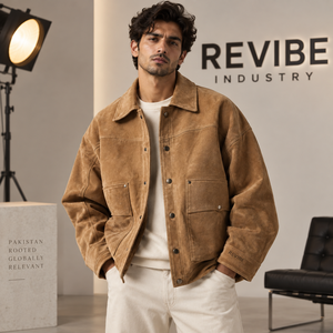 Oversized for Cow Skin <b>Suede</b> Leather <b>Jacket</b> <b>Men</b> Western Style Premium Eco-Friendly Breathable Front Logo Custom OEM Supplier - Product Image 1