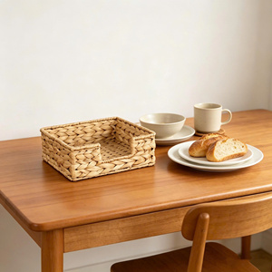 Water Hyacinth Grass Woven Rectangular PP Rattan <b>Storage</b> <b>Basket</b> for Desktop and Kitchen Use - Product Image 2