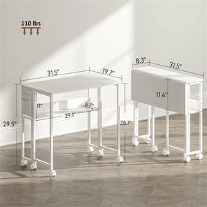 Soluzione per Spazi Ristretti: Scrivania Pieghevole Bianca per Computer, Ideale per Ufficio Domestico - Product Image 6