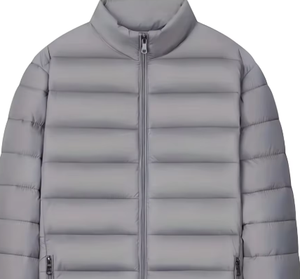 Veste d'hiver décontractée pour homme, grise, matelassée, col montant, rembourrée de duvet, fermeture éclair - Product Image 4