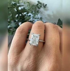 Luxury Radiant Cut Lab Grown <b>Diamond</b> <b>Ring</b> In 925 Sterling Silver For Women Perfect For Engagement Wedding And Anniversary Gift - Product Image 6