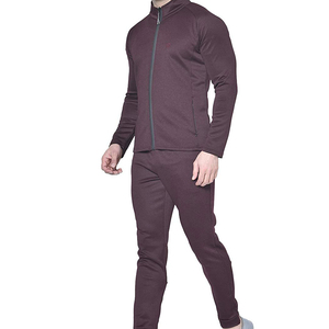 Ensemble de survêtement décontracté pour homme, couleur unie, fermeture éclair intégrale, respirant, en polyester, manches longues, col montant, pour l'automne - Product Image 4
