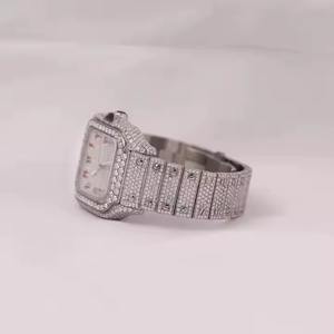 Precio al por mayor: Los relojes de lujo de acero inoxidable con cuarzo y diamantes de moissanita VVS de claridad máxima, estilo vintage, los más vendidos, de la India. - Product Image 3