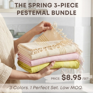 Pure Eco Friendly 100% Cotton Custom Turkish Pestemal Beach <b>Towel</b> 3-Piece Jacquard Bundle Wholesale - Product Image 1
