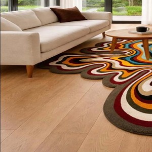 Colorful Abstract Area Rug Irregular Shape Modern Artistic Hand Tufted Carpet Vibrant Designer Rug for Living Room Bedroom Decor - Product Image 5