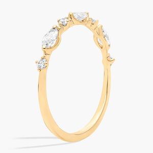 14K Yellow Gold Marquise Round Lab Grown Diamond Band <b>Ring</b> - Product Image 3