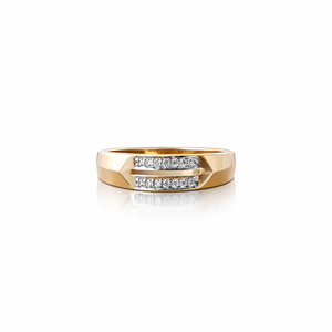 Namivaa 18ct Gold Diamond Accent Micro Insert Geometric Band <b>Ring</b> for <b>Men</b> Women Classic Minimal Wedding Engagement Party Jewelry - Product Image 1