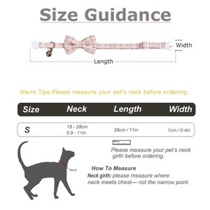 <b>Cute</b> Adjustable <b>Cat</b> <b>Collars</b> Removable Bowtie with Bell Kitten <b>Collar</b> Plaid Pattern Breakaway <b>Collar</b> for Black and White Fabric - Product Image 5