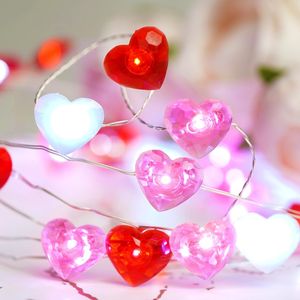 10 ft 40 LED Valentine Decor Red White & Pink Heart <b>String</b> <b>Lights</b> with Timer Battery Operated for Indoor/<b>Outdoor</b> Use - Product Image 1