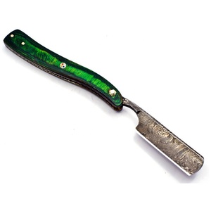 Maquinilla de afeitar de peluquero recta hecha a mano para afeitado cercano hoja de acero Damasco con mango de madera diseño clásico - Product Image 3