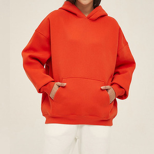 เสื้อฮู้ดแบบสวม Unisex สีส้มล้วน ผ้าฝ้ายเฟรนช์เทอร์รี่ ทรงปกติ ใส่สบายในฤดูหนาว ระบายอากาศได้ดี มีกระเป๋า - Product Image 6