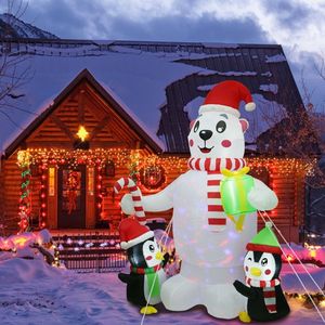 Decorazione Natalizia Gonfiabile da Esterno 5.9FT con LED, Orso Polare e Pinguino in PVC con Scatola Regalo, Esposizione Gonfiabile da Giardino - Product Image 2