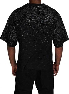 T-shirt personnalisé pour homme avec strass, tissu tricoté 180 GSM, col rond, manches courtes, style hip-hop, logo imprimé uni - Product Image 4