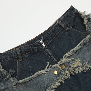 Pantalones Cortos de Mezclilla de Cintura Alta Rectos Azules Tejidos con Efecto Desgastado para Hombre - 100% Algodón Ecológico, Estilo Casual de Verano, Lavado Claro - Product Image 6