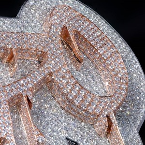 Joyería para Raperos, Collar de Plata de Ley 925 con Moissanita para Hombre, Moderno, Certificado, en Oro Rosa de Dos Tonos, Cierre de Corazón, Letra con Nombre Personalizado - Product Image 4