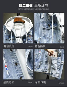 Veste en jean décontractée pour homme OEM, style urbain, haute qualité, personnalisable, respirante, coupe-vent, en toile écologique, pour la saison hivernale - Product Image 6