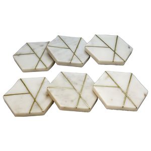 Premium Design <b>Marble</b> <b>Coaster</b> With Brass Strip Stone <b>Coaster</b> With Brass Mats & Pads At Factory Wholesale Price - Product Image 4