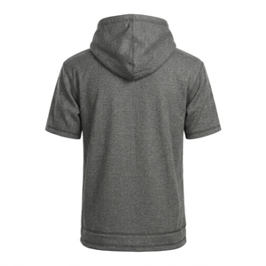 Sudadera con Capucha de Manga Corta para Hombre, Estilo Desgastado - Rojo Melange - Product Image 6