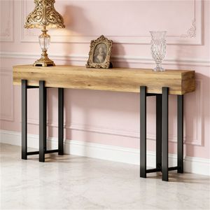 Tavolo Consolle in Stile Industriale e Moderno, Tavolo da Divano in Legno, Tavolo da Ingresso, Tavolo da Foyer, Tavolo da Pranzo - Product Image 1