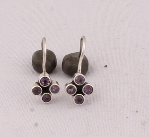 Boucles d'oreilles pendantes en améthyste naturelle, argent sterling 925, style victorien vintage, pierre précieuse violette, bijoux de fête - Product Image 2