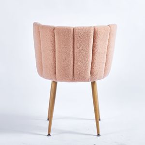 Set di 2 Sedie da Pranzo Moderne e Confortevoli con Gambe in Ferro Color Legno e Cuscini a Pelo Corto per Sala da Pranzo - Product Image 6