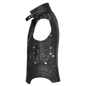 Chaleco de Cuero Sintético para Hombre, sin Mangas, con Detalles de Hebilla y Remaches, y Cierre Frontal con Cremallera - Product Image 3