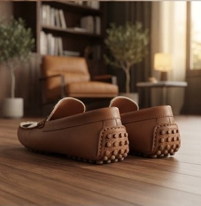 Genuine <b>Leather</b> Cow Print Loafers Round Toe <b>Slip</b>-<b>On</b> Comfortable All Seasons Rubber Outsole EVA Midsole - Product Image 4