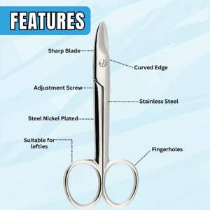 Ciseaux à ongles UBI en acier inoxydable à lame courbée et tranchante pour droitiers, pour ongles épais, usage intensif, manucure, pédicure, ongles incarnés - Product Image 5