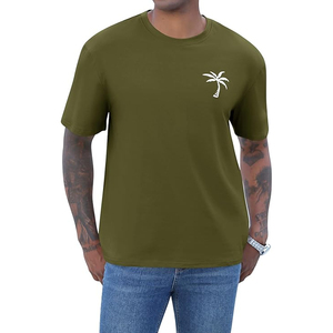 T-shirt à manches courtes pour hommes, coupe ample, col rond, motif palmier, chemises d'été - Product Image 2