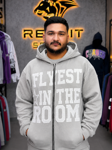 Sudadera con capucha personalizada para hombre con cremallera y parche bordado, de algodón oversize, estilo FRENCH TERRY, informal, para otoño - Product Image 1
