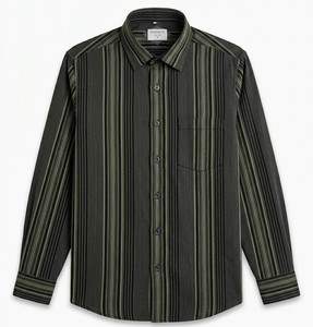 Camisa Casual de Verano para Hombre Enovate, de Doble Botonadura, Manga Larga, a Rayas, Transpirable, de Algodón Tejido - Product Image 1