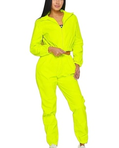 Fermeture éclair vers le haut Soft Shell Froissé Survêtement Pantalon 2 Pièces Ensemble Hommes Avec Passepoil Poignets Élastiques Unisexe Nylon Coupe-Vent Survêtement - Product Image 1
