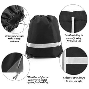 Custom Logo Polyester <b>Drawstring</b> <b>Backpack</b> Lightweight Reusable Cinch Bag for Promotional Branding Events - Product Image 5
