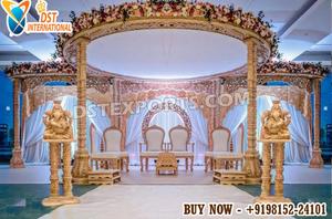 ไอเดียสำหรับงานแต่งงานแบบกูจาราติในสหรัฐอเมริกา  ซุ้มแต่งงานไม้แกะสลักสีทองรุ่นล่าสุด ขายส่งซุ้มแต่งงานตกแต่งดอกไม้สไตล์อังกฤษ - Product Image 6