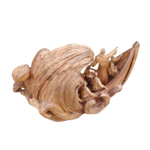 Escultura Artesanal de Jesús y los Discípulos en la Barca, Barco de Noé, Decoración Religiosa de Madera Hecha a Mano para el Hogar, Artesanía Cristiana con Grabados - Product Image 3