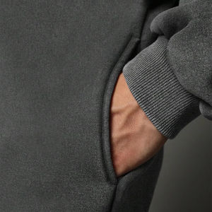 Sweat à capuche épais pour homme avec logo personnalisé, coupe oversize, épaules tombantes, style streetwear, 100 % coton tricoté, automne - Product Image 2