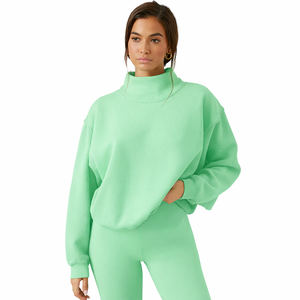 <b>Women</b> Mockneck Oversized Sweatshirt Premium Quality <b>Fleece</b> Pullover Custom Design Ladies Winter Clothing - Product Image 1