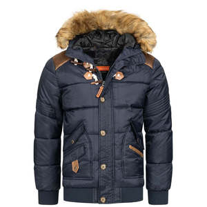 Veste softshell homme légère, doudoune matelassée avec capuche en fourrure, coupe-vent, manteau d'hiver décontracté, coupe classique, fermeture éclair - Product Image 1