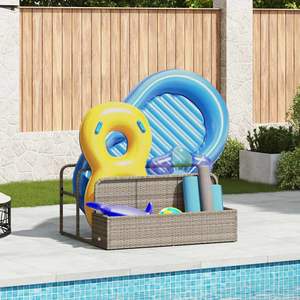 Produit en acier thermolaqué gris clair avec rangement flottant pour piscine en rotin PE - Product Image 1