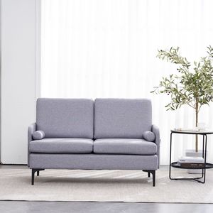 Sillón de interior con marco de hierro para dos personas gris claro con respaldo y asiento de madera para sofás de sala de estar - Product Image 3