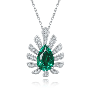 Luxury 925 Silver <b>Emerald</b> <b>Pendant</b> Necklace With Diamond Accents IGI Certified Wedding Jewelry Women's Style - Product Image 3