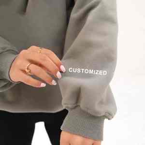 Sudadera con Capucha de Felpa con Estampado Puff Extra Grande y Logotipo Personalizado para Mujer, Sudadera Vintage de Cuello Redondo de Algodón al por Mayor para Mujer - Product Image 3