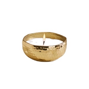 Venta caliente redondo martillado Metal vela tarro Ins estilo latón votivo para Navidad precio al por mayor vela hacer tarro - Product Image 1