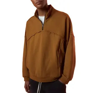 Erkek kazak Hoodies Casual Streetwear kış yarım Zip Up cep ekle Hoodie Sweatshirt toptan özelleştirme ile