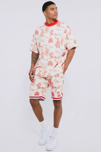 Nouveaux ensembles d'été pour hommes, ensembles décontractés à motifs, t-shirt ample avec short, pantalon court d'extérieur, ensembles de marque pour hommes - Product Image 4