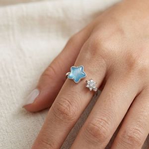 Cute Summer Beach <b>Open</b> <b>Ring</b> with Blue Gradient Enamel for Women Bohemian Holiday Jewelry Wholesale - Product Image 4