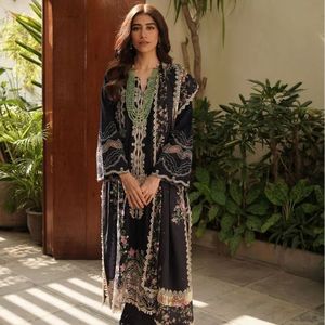 Robe Salwar Kameez pour femmes de haute qualité, en tissu léger d'été, 3 pièces, broderie cousue, style indien pakistanais, séchage rapide - Product Image 1