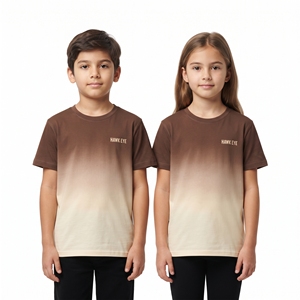 เสื้อยืดเด็กสองสี คอกลม แขนสั้น ลายไล่เฉดสี สไตล์ลำลอง สำหรับเด็กผู้ชายและเด็กผู้หญิง ขายส่งเสื้อผ้าเด็ก - Product Image 1